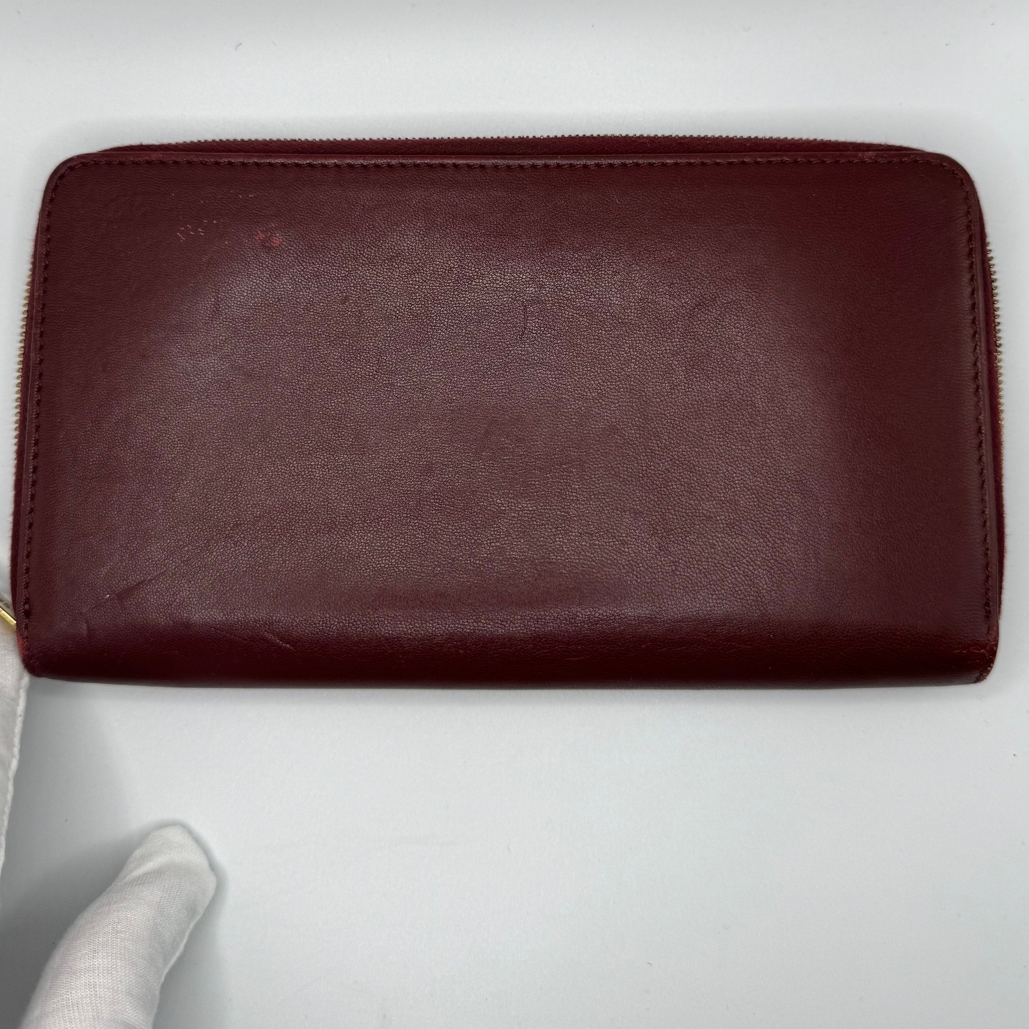 Celine Wallet Bordeaux Leather Zip Around Long Wallet Made In Italy